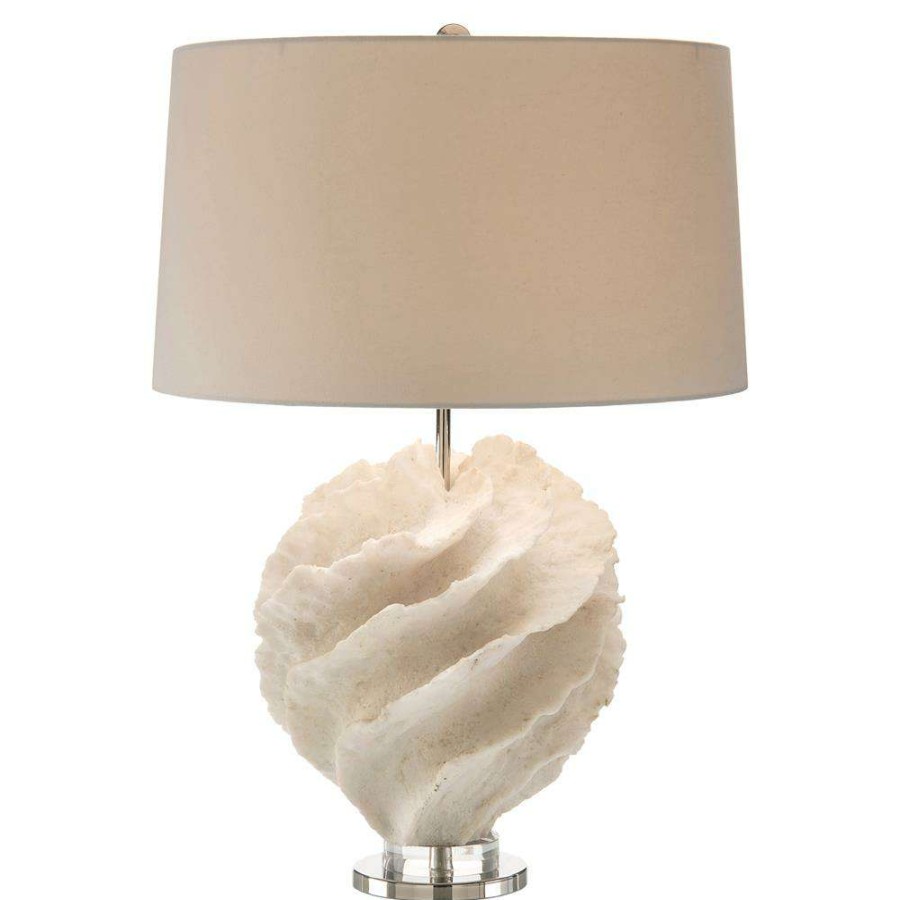 Lighting * | John-Richard Langley Coastal Beach Cream Spiral Acrylic Table Lamp Less Expensive