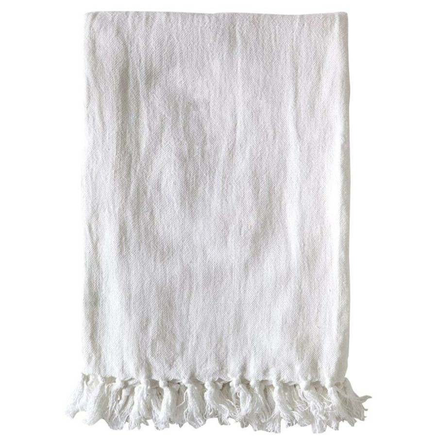 Bedding & Bath * | Pom Pom French Country Montauk Blanket White King Fire Sale