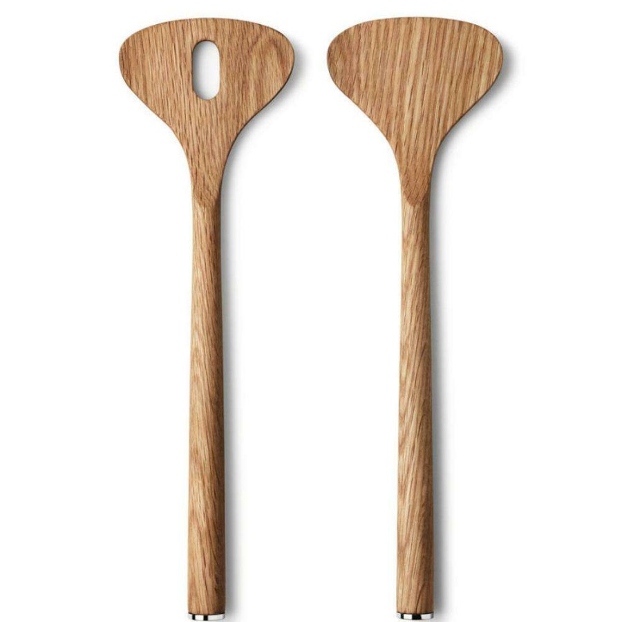 Dining & Bar * | Georg Jensen Alfredo Modern Classic Oak Wood Salad Server Pair New Arrivals