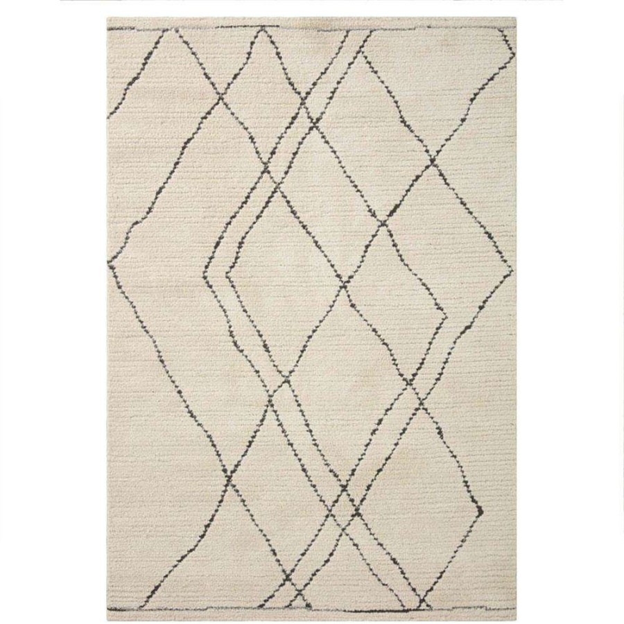 Rugs * | Loloi Fabian Modern Classic Cream Diamond Patterned Rug 5'3 X7'6 New In