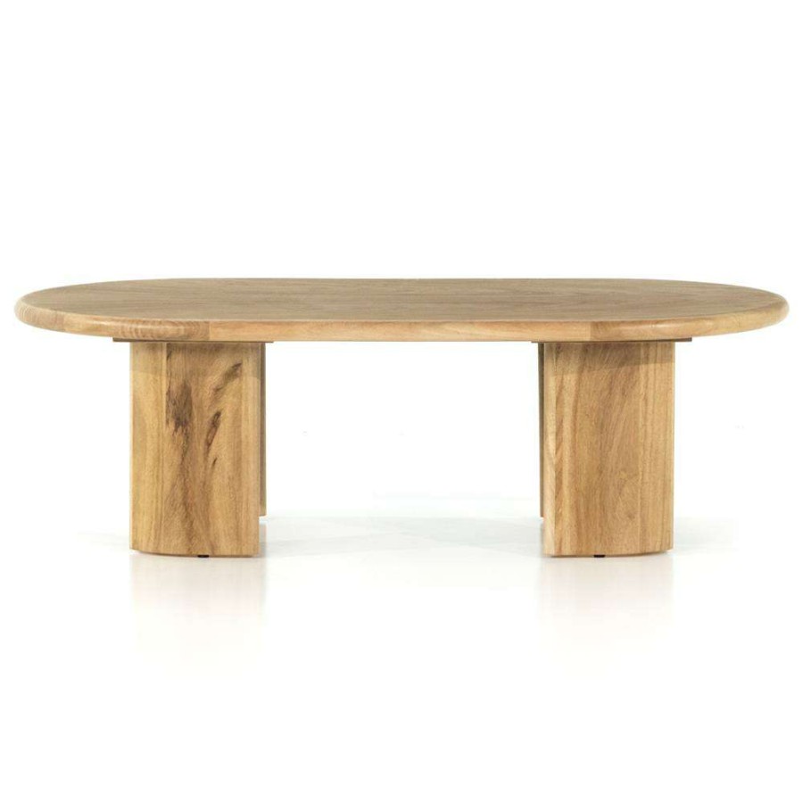 Furniture * | Khalil Rustic Lodge Light Brown Pine Wood Oval Coffee Table Exclusive Design