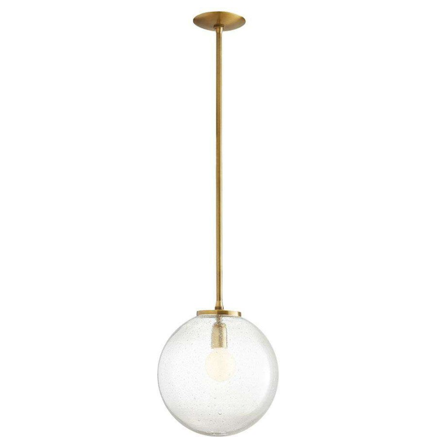 Lighting * | Arteriors Izzy Modern Classic Clear Seeded Glass Antique Brass Iron Pendant Cheap