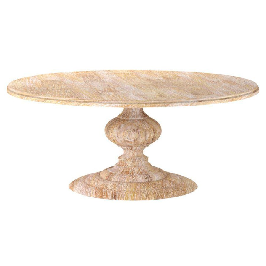 Furniture * | Frida French Country White Wash Mango Wood Round Dining Table 76 W Less Expensive