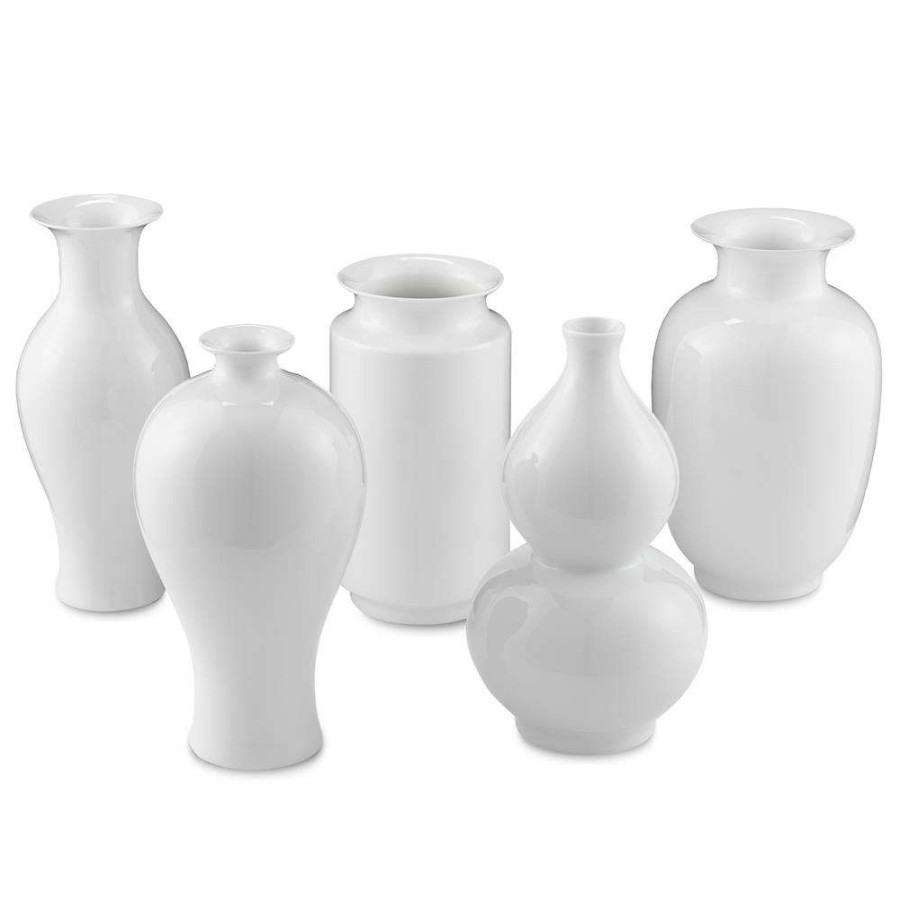 Decor * | Aurora Modern Classic White Porcelain Vase Set Of 5 Medium Free Delivery