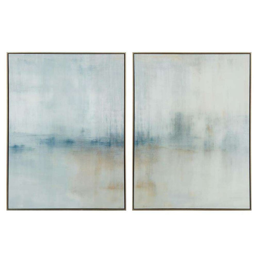 Art * | John-Richard Winter By Carol Benson-Cobb Abstract Silver Frame Painting Diptych Fire Sale