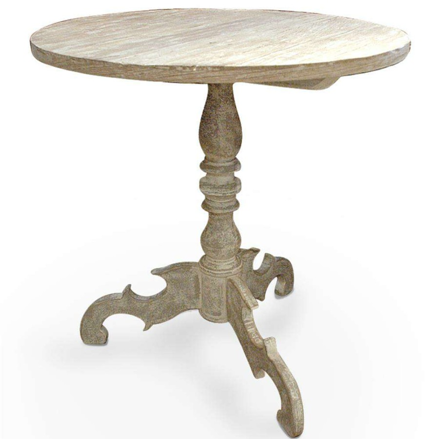 Furniture * | Mireille French Country Distressed White Reclaimed Pine Side End Table Quick Delivery