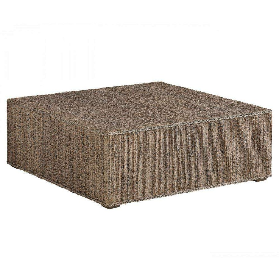 Furniture * | Barclay Butera Decker Coastal Beach Brown Woven Rope Cocktail Table Quick Delivery