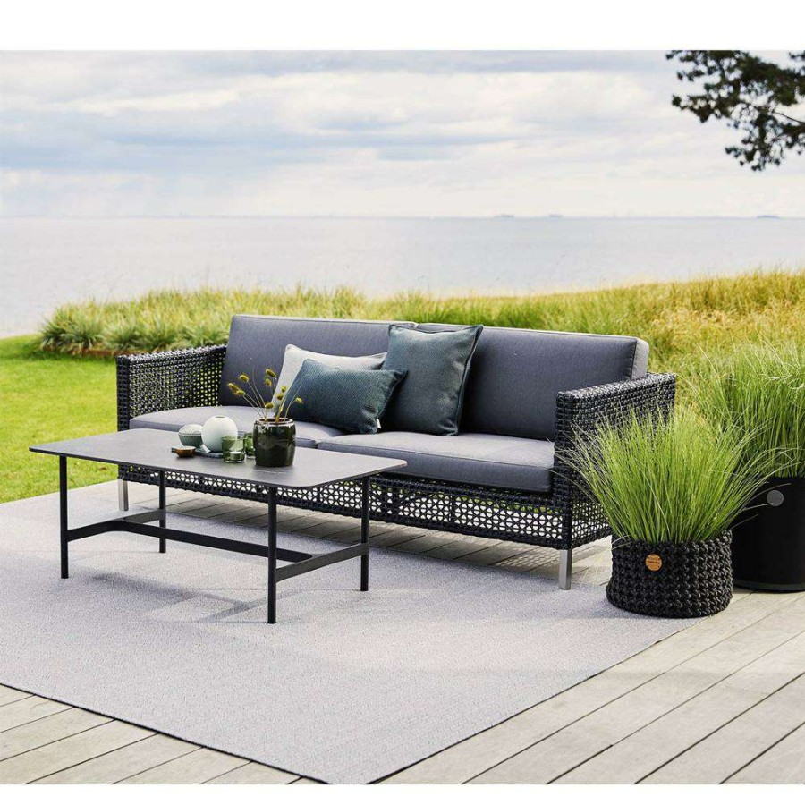 Outdoor * | Cane-Line Twist Black Ceramic Top Aluminum Rectangular Outdoor Coffee Table Excellent Quality