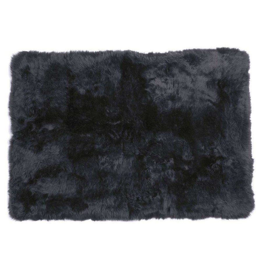 Rugs * | Turan Modern Black Long Wool Sheepskin Fur Rug 6'6 X9'6 Best Sellers