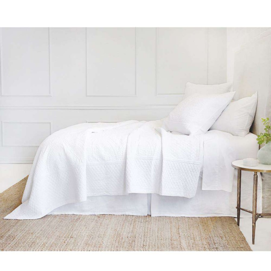 Bedding & Bath * | Pom Pom French Country Marseille White Cotton Sham Large Euro Best Sellers