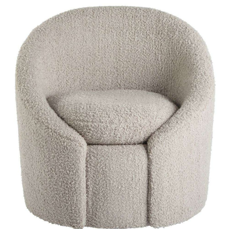 Furniture * | Tegan Modern Classic Grey Upholstered Swivel Living Room Chair Discounts