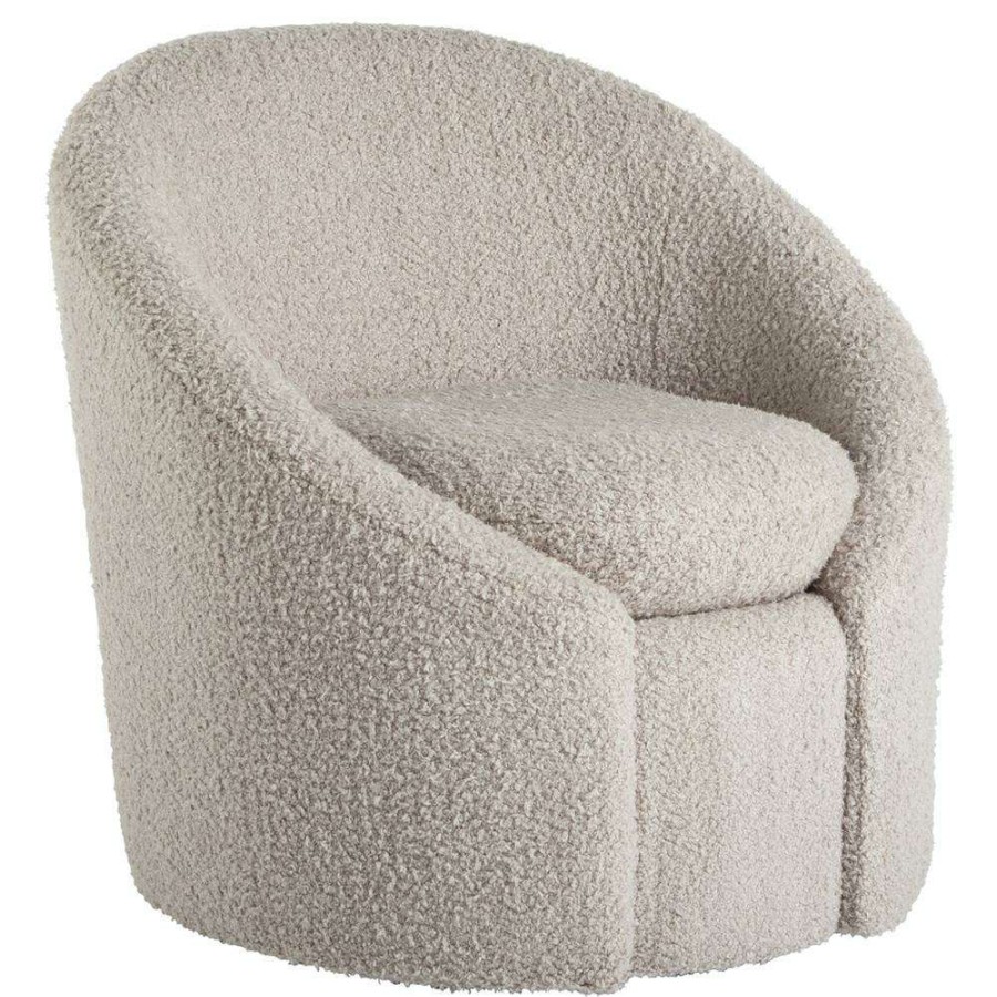 Furniture * | Tegan Modern Classic Grey Upholstered Swivel Living Room Chair Discounts