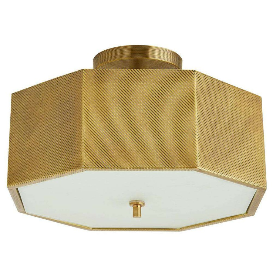 Lighting * | Arteriors Grespan Hollywood Antique Brass Metal Semi-Flush Mount High Quality