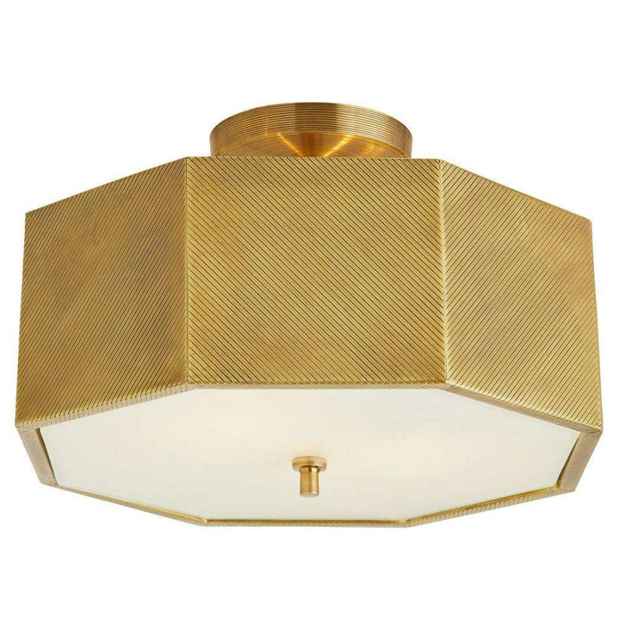 Lighting * | Arteriors Grespan Hollywood Antique Brass Metal Semi-Flush Mount High Quality