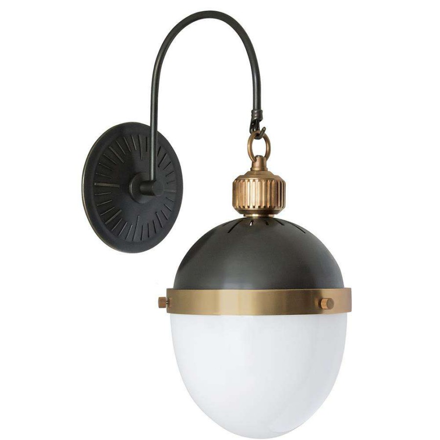 Lighting * | Regina Andrew Otis Industrial Black Steel Natural Brass Accent Armed Sconce Lower Price