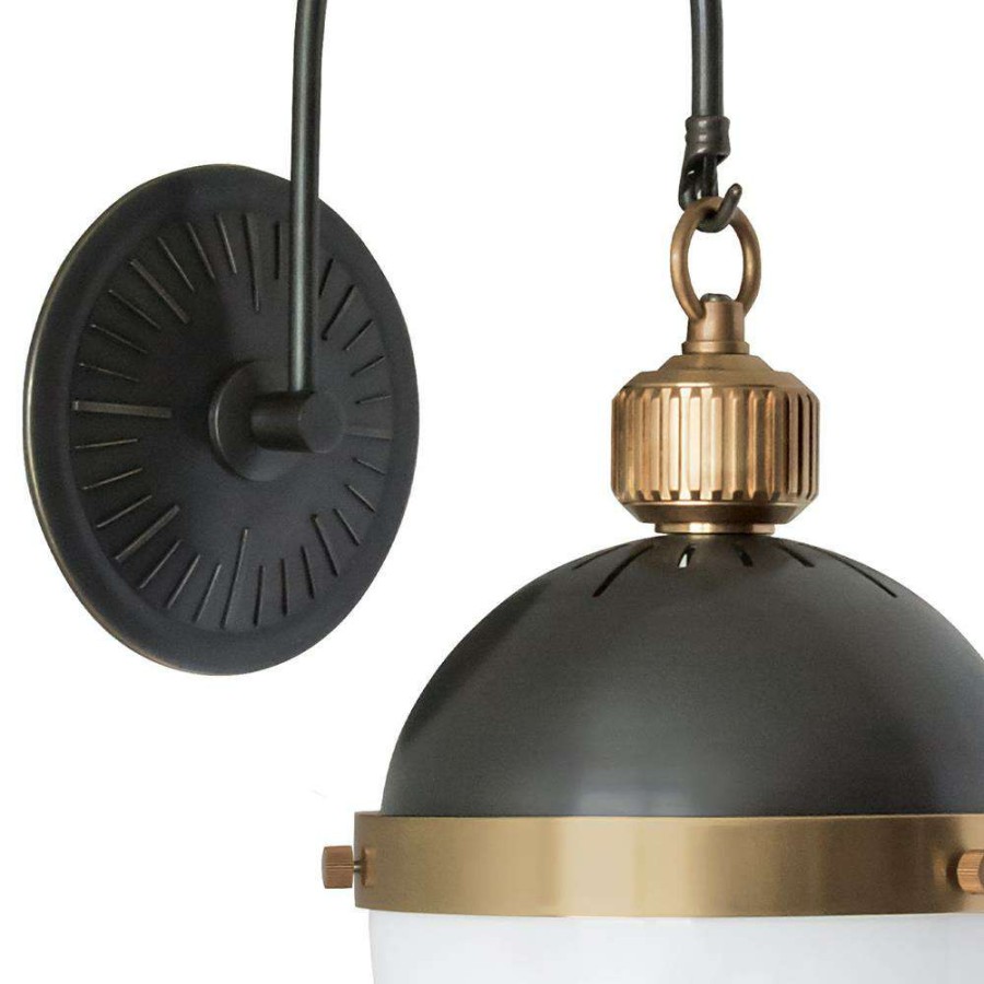 Lighting * | Regina Andrew Otis Industrial Black Steel Natural Brass Accent Armed Sconce Lower Price