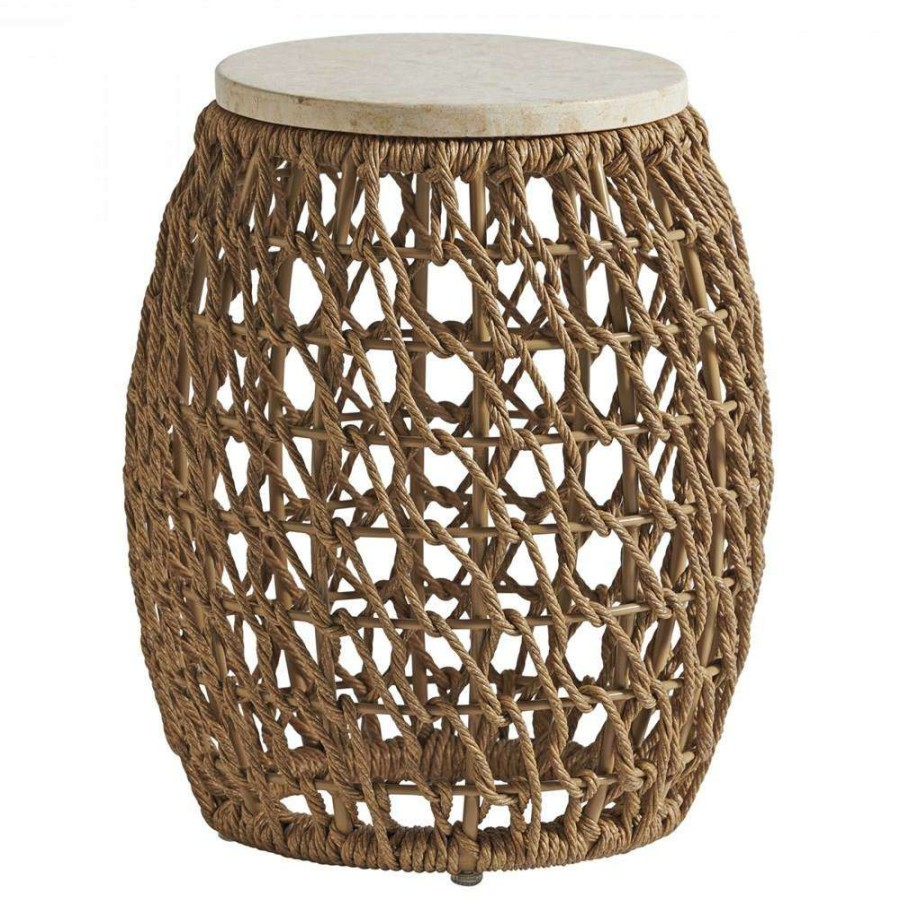 Outdoor * | Tommy Bahama Los Altos Valley View Coastal Beige Stone Round Outdoor Side Table Discount