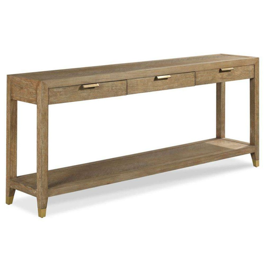 Furniture * | Woodbridge Gibson Rustic Lodge Vintage Brown Oak Wood Rectangular Console Table Best Sellers