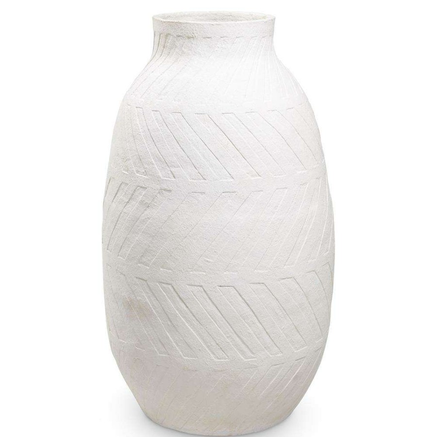 Decor * | Eichholtz Azzurro French Country White Textured Clay Floor Vase Best-Selling