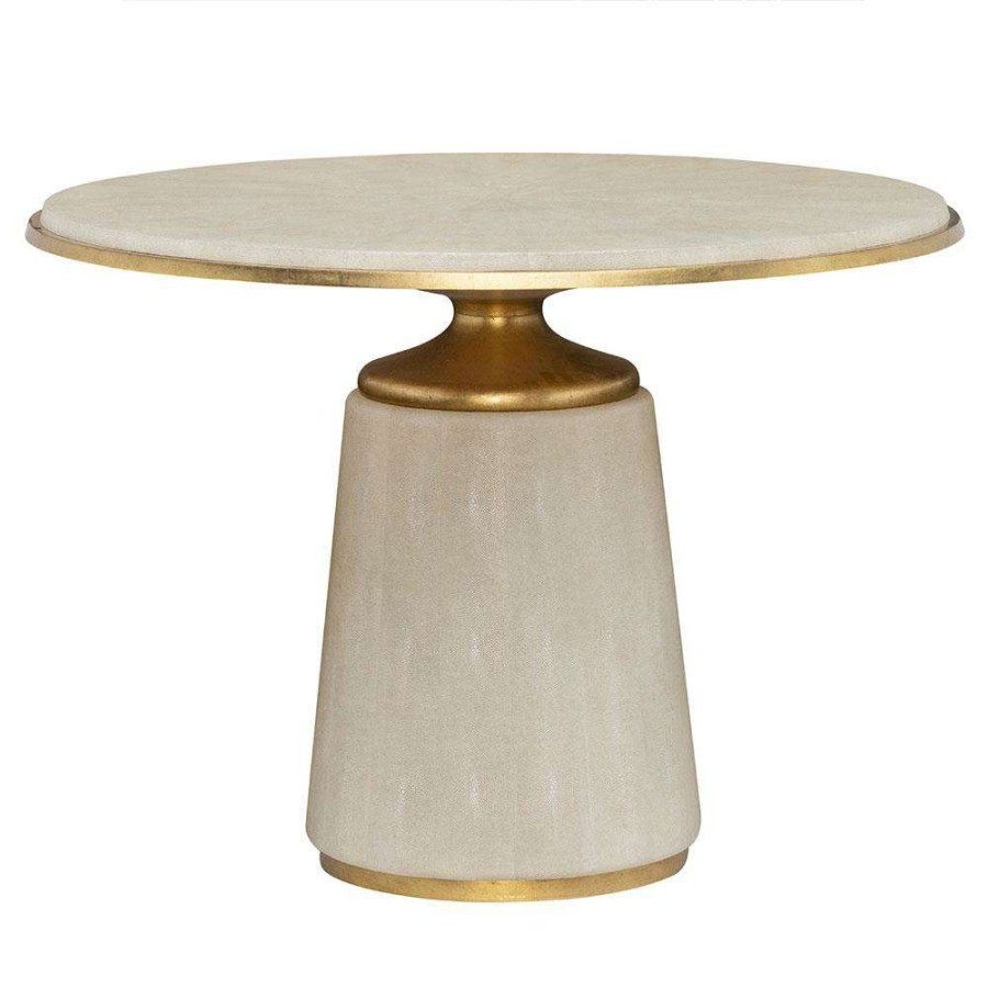 Furniture * | Lillian August Opera Regency Off-White Shagreen Wrapped Round Center Coffee Table Shop New