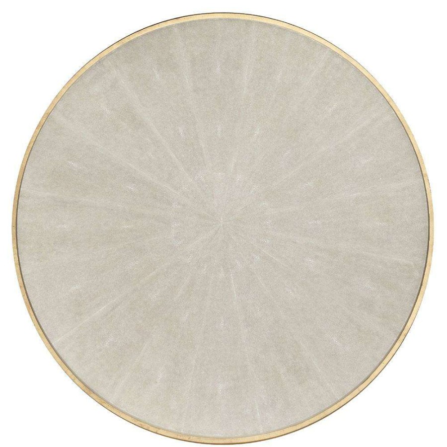 Furniture * | Lillian August Opera Regency Off-White Shagreen Wrapped Round Center Coffee Table Shop New