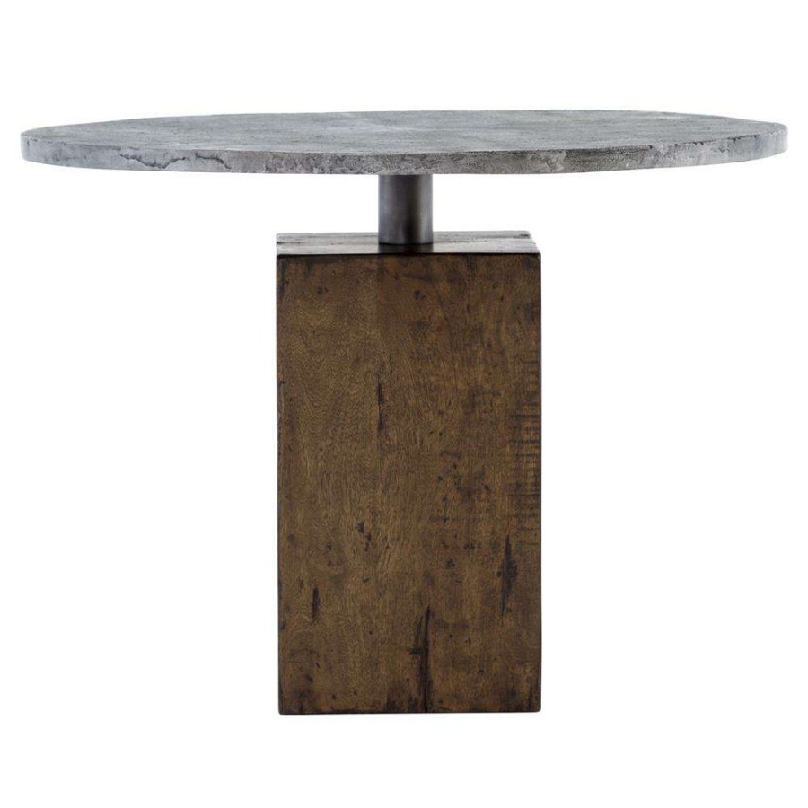 Furniture * | Levitan Industrial Grey Iron Top Brown Reclaimed Wood Round Bistro Table 42 W Sales