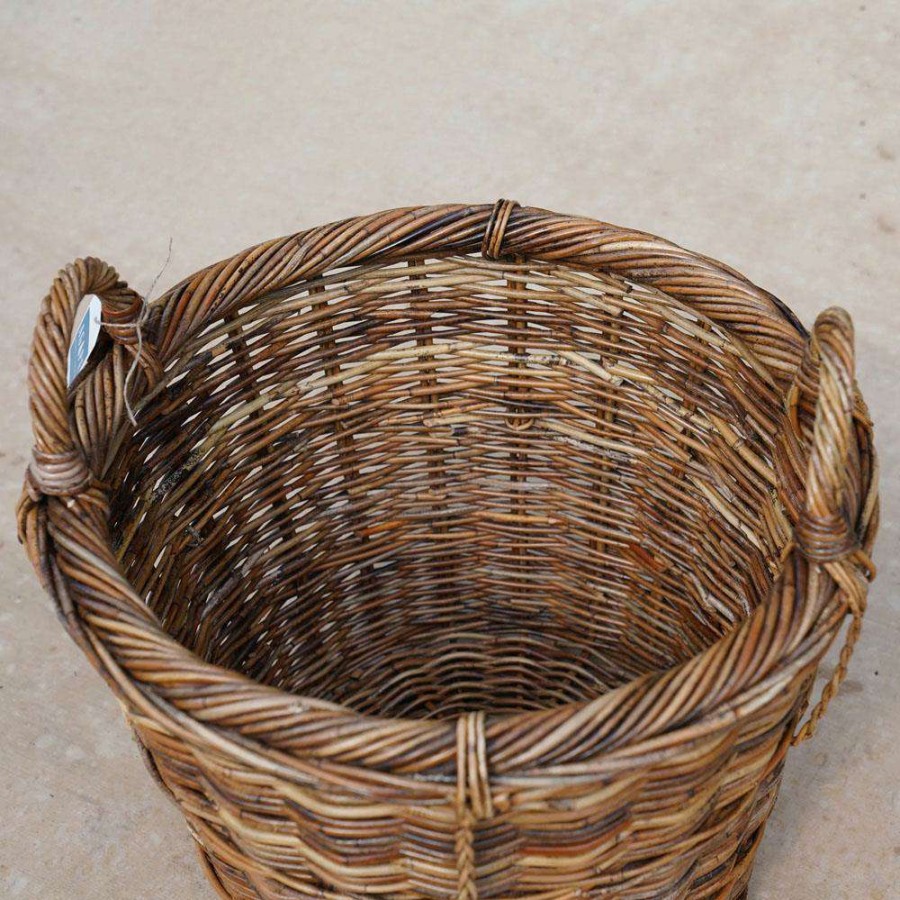 Decor * | Mainly Baskets French Country Coastal Natural Handwoven Rattan Floor Log Basket Official