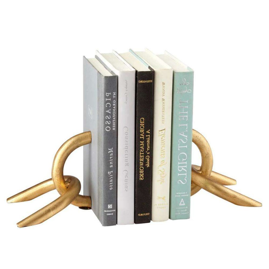 Decor * | Cesar Hollywood Regency Gold Iron Chain Bookends Lower Price