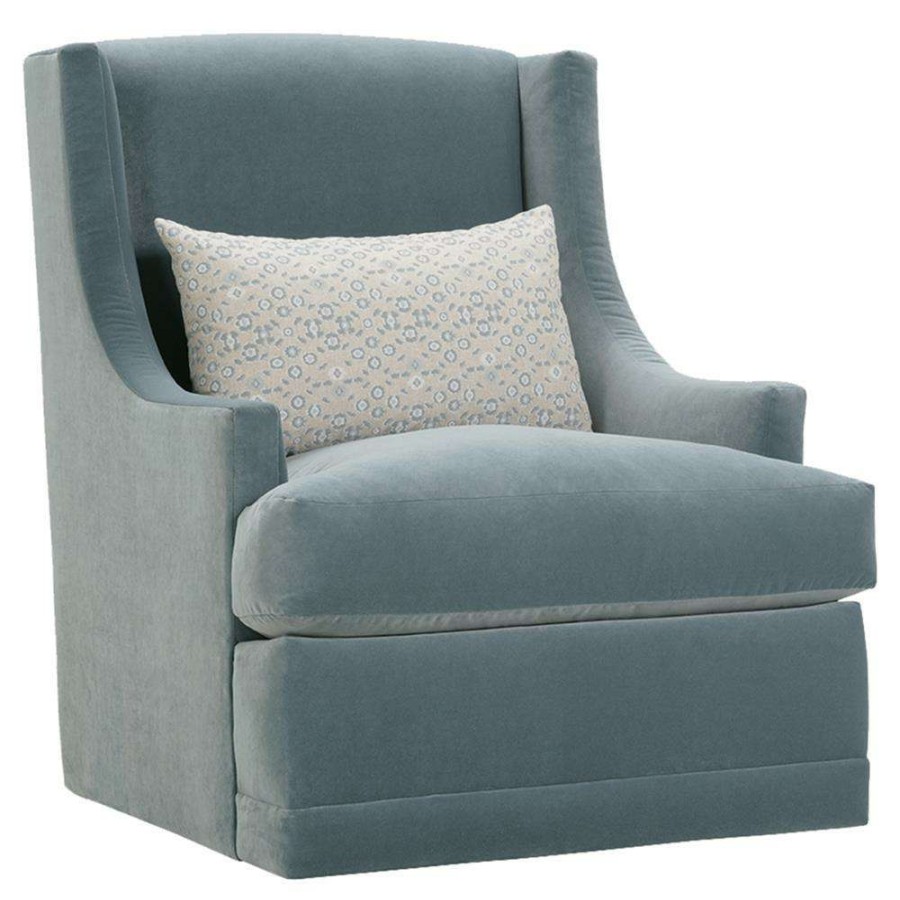 Furniture * | Lottie Modern Classic Gray Upholstered Swivel Arm Chair Top Sell