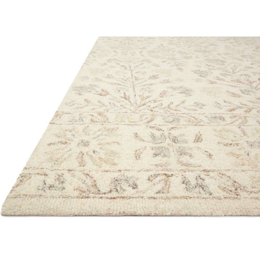 Rugs * | Loloi Norabel French Country Ivory Beige Wool Floral Patterned Rug 3'6 X5'6 Exactly Discount