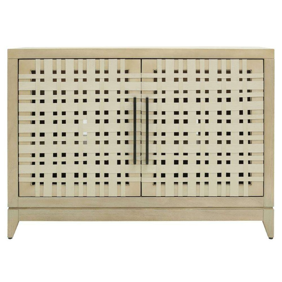 Furniture * | Amara Coastal Beach Beige Wood Woven 2 Door 2 Drawer Media Cabinet 48 W Exactly Discount