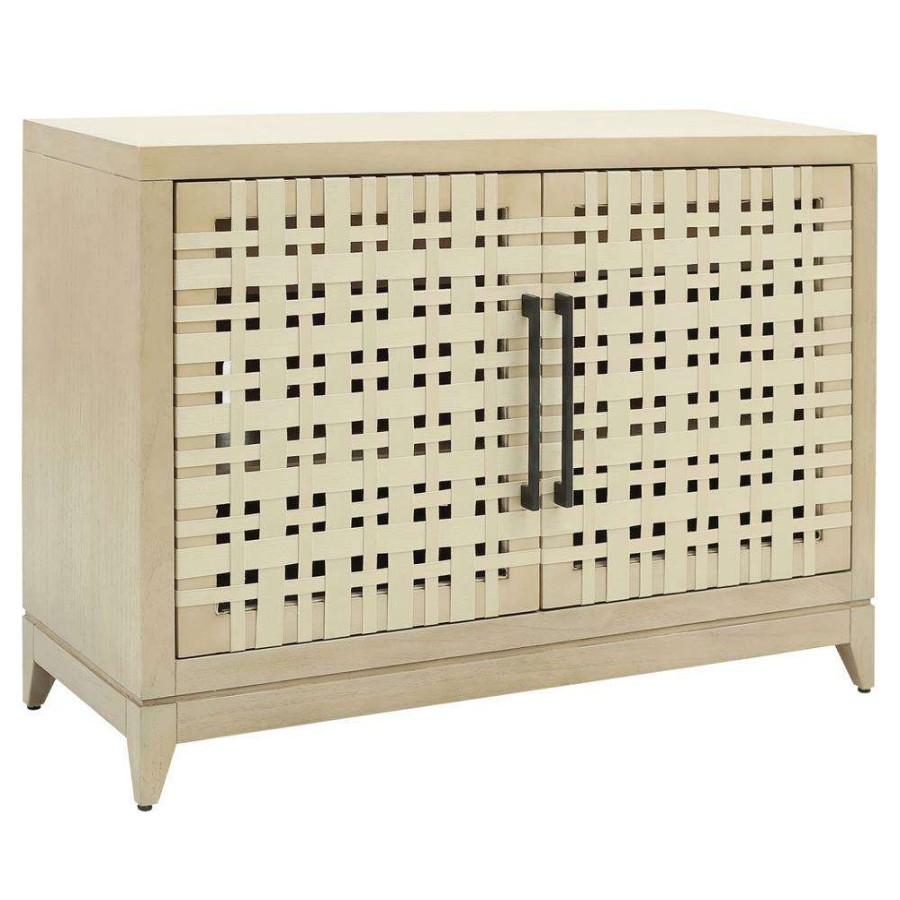 Furniture * | Amara Coastal Beach Beige Wood Woven 2 Door 2 Drawer Media Cabinet 48 W Exactly Discount