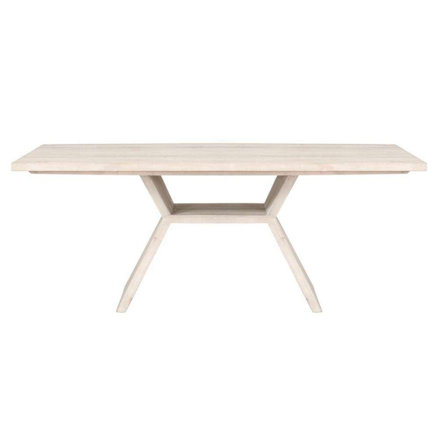 Furniture * | Autumn Coastal Beach White Wash Pine Wood Rectangular Dining Table 78.75 W Less Expensive