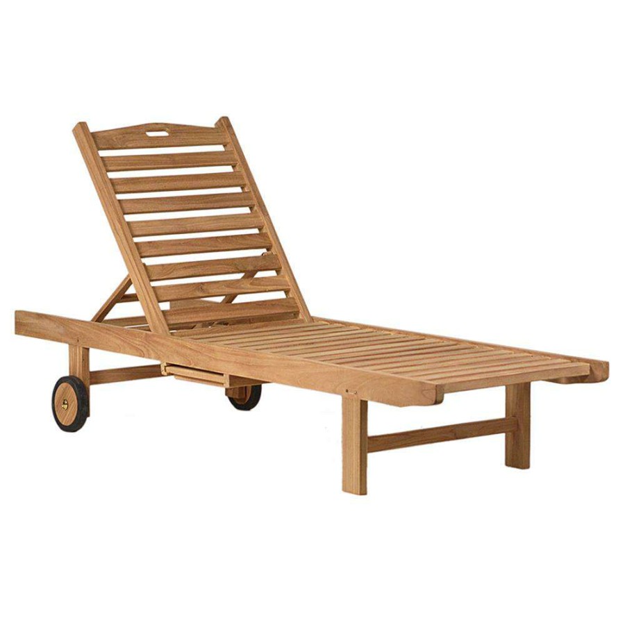 Outdoor * | Finna Rustic Lodge Natural Teak Wood Outdoor Adjustable Chaise Lounge Exactly Discount