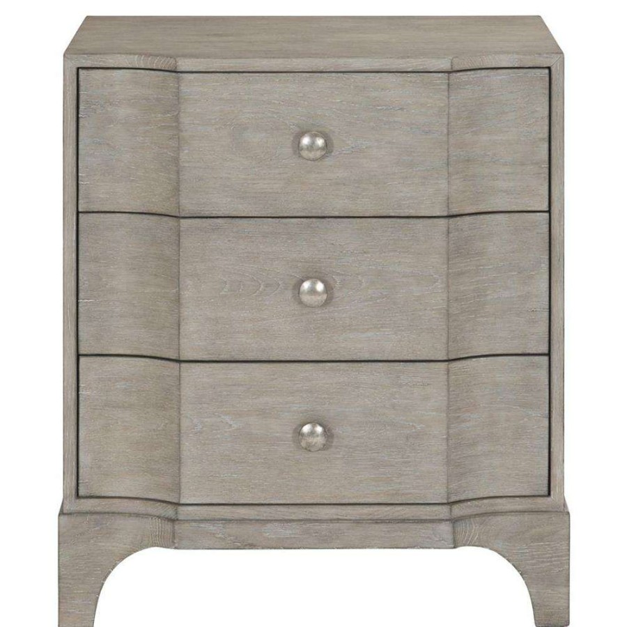 Furniture * | Anita French Country Light Brown Solid Oak Wood 3 Drawer Nightstand Small Best Choice