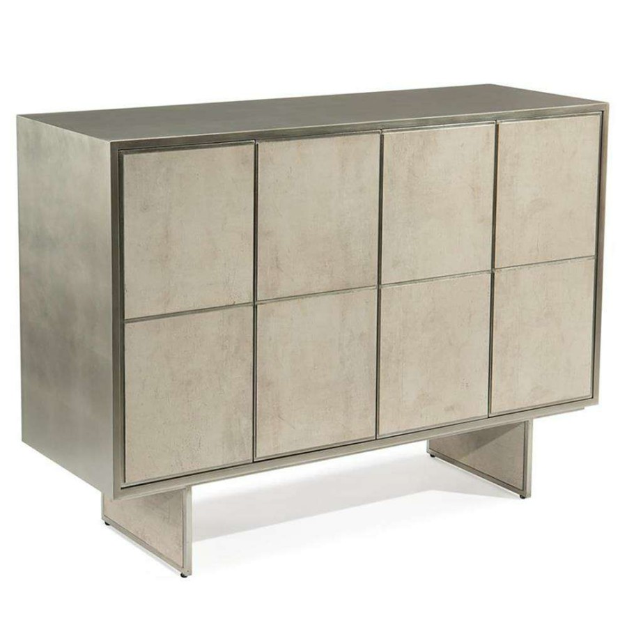 Furniture * | John-Richard Lanark Industrial Loft Silver Metal 4-Door Buffet Promotion