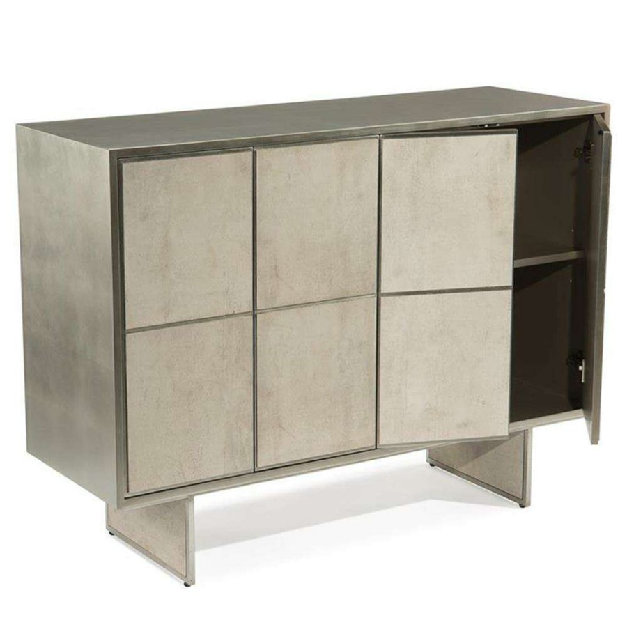 Furniture * | John-Richard Lanark Industrial Loft Silver Metal 4-Door Buffet Promotion