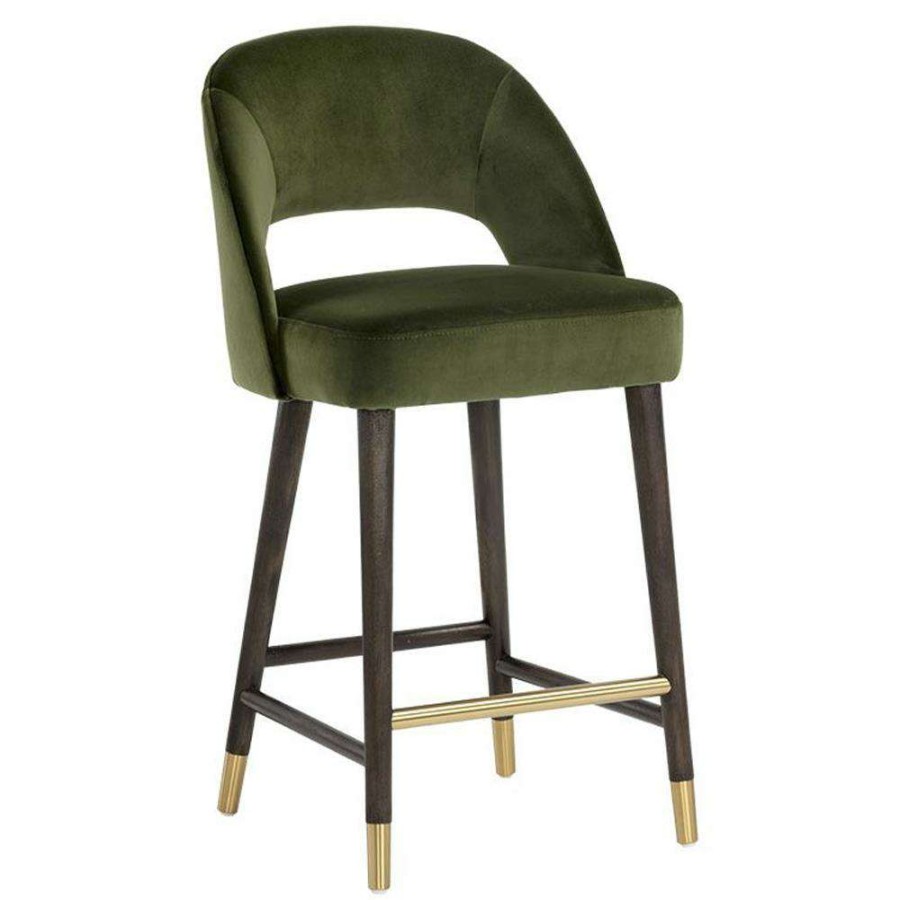 Furniture * | Sunpan Monae Mid Century Moss Green Upholstered Velvet Wood Steel Counter Stool Shop New