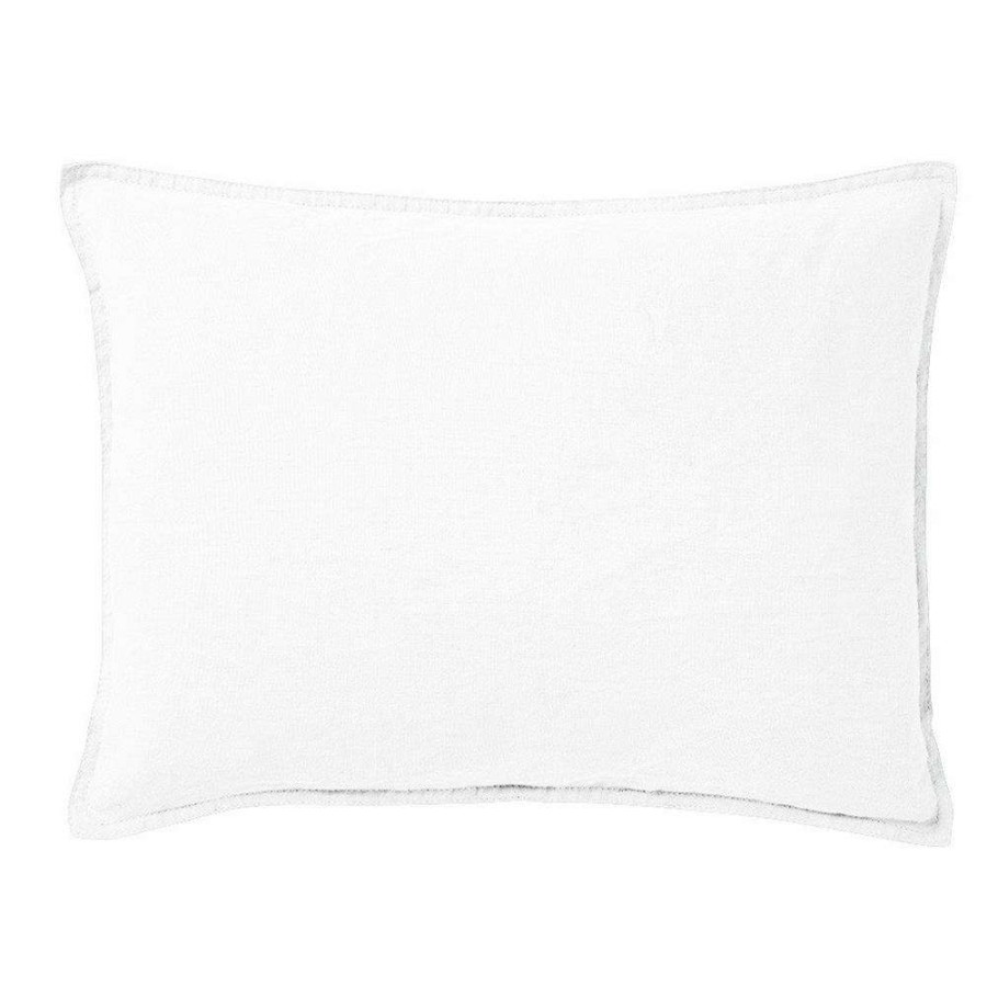 Bedding & Bath * | Yves Delorme Originel Blanc Modern Classic White Linen Sham Boudoir New In