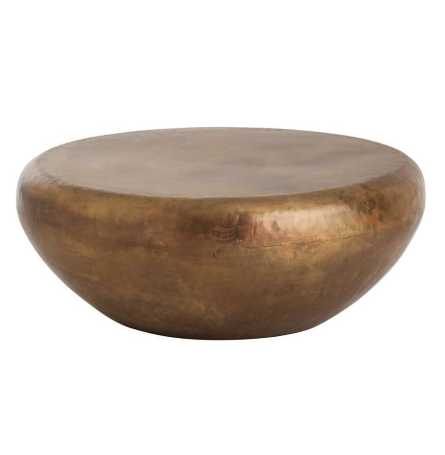 Furniture * | Arteriors Bates Iron Burnt Brass Hammered Round Coffee Table Promotion