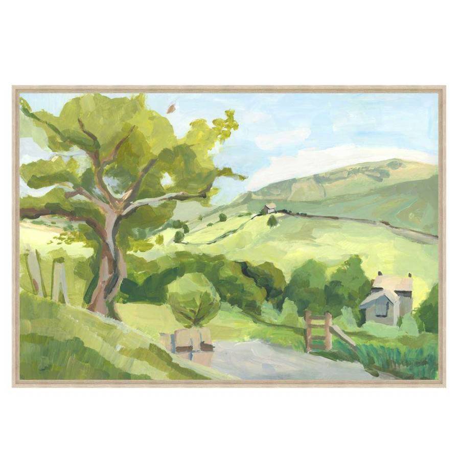 Art * | Verdis French Country Green Hills Landscape Natural Frame Painting 24 36 Less Expensive