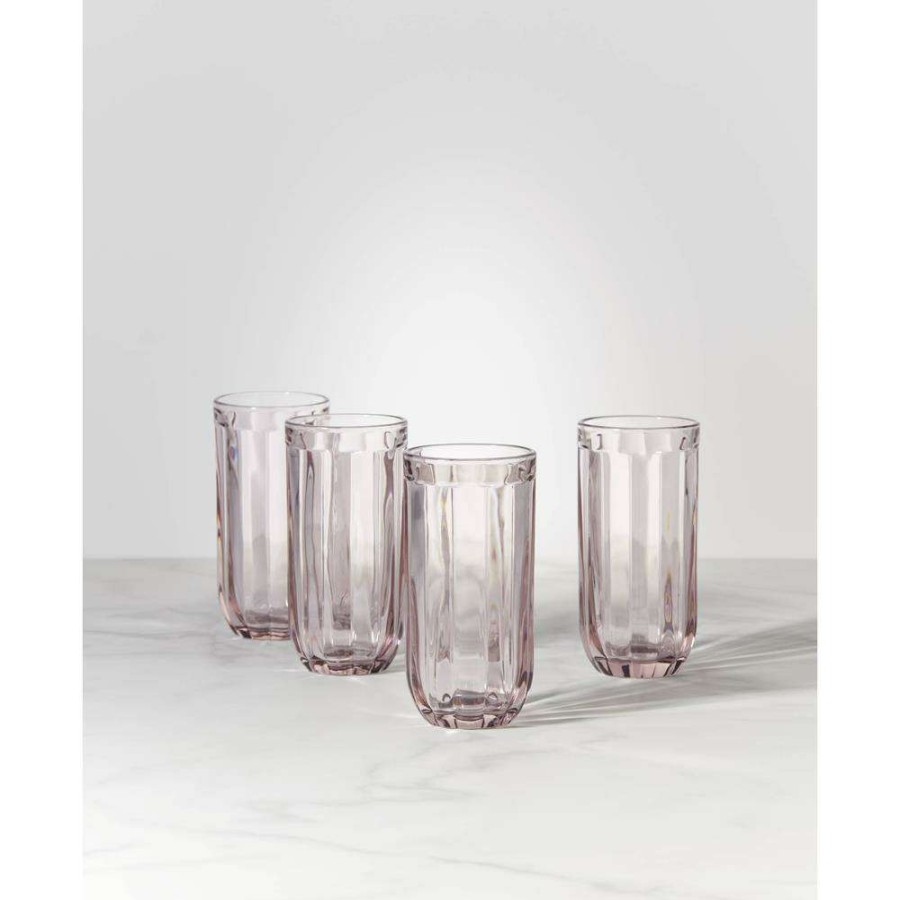 Dining & Bar * | Lenox Kate Spade New York Park Circle Pink Crystal Highball Glass Set Of 4 Cheap