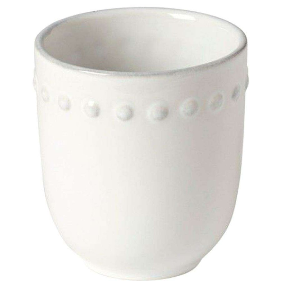 Bedding & Bath * | Costa Nova Pearl Modern Classic White Stoneware Embossed Edge Bath Tumbler Official