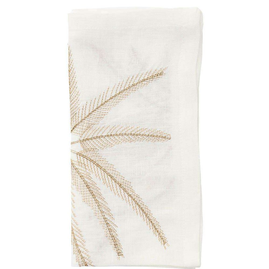 Dining & Bar * | Kim Seybert Palm Coast Natural Linen Napkin Set Of 4 Top Sell