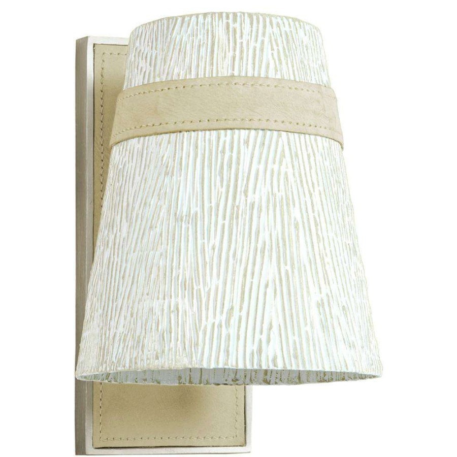 Lighting * | Palecek Althea Modern Classic Beige Leather White Metal Armed Sconce Promotion