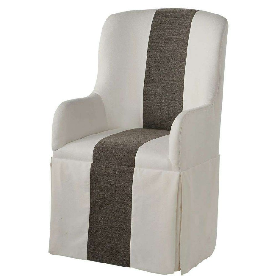 Furniture * | Jacque Modern Clasic White Performance Caster Slipcovered Solid Back Arm Chair Best Quality