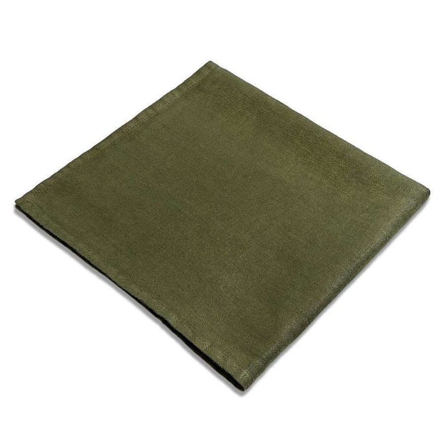 Dining & Bar * | L'Objet Sateen Modern Classic Green Linen Napkins Set Of 4 High Quality