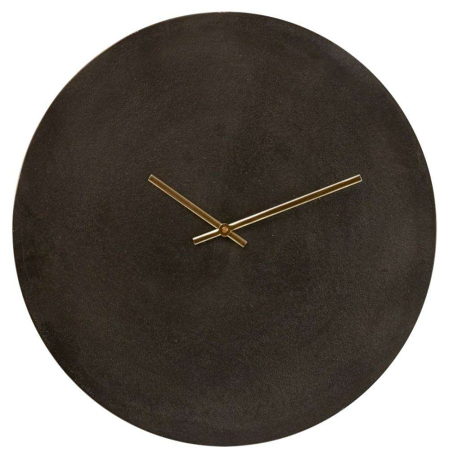 Decor * | Elora Industrial Loft Black Aluminum Round Wall Clock Small Reasonable Price