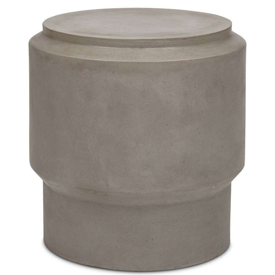 Outdoor * | Giovan Industrial Loft Dark Grey Concrete Round Outdoor End Table High Quality