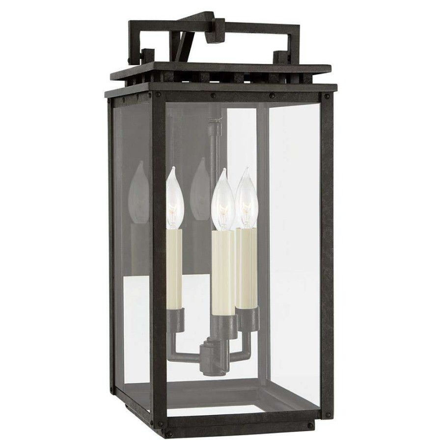 Lighting * | Visual Comfort Cheshire Aged Iron Bracketed Glass Outdoor Wall Lantern Small Promotion